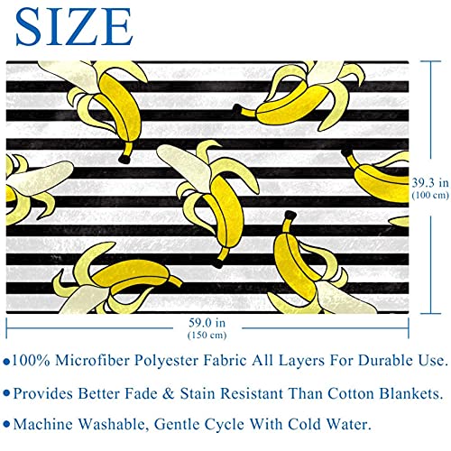 Couverture douce motif bananes 150x100 cm plaid de lit rayé