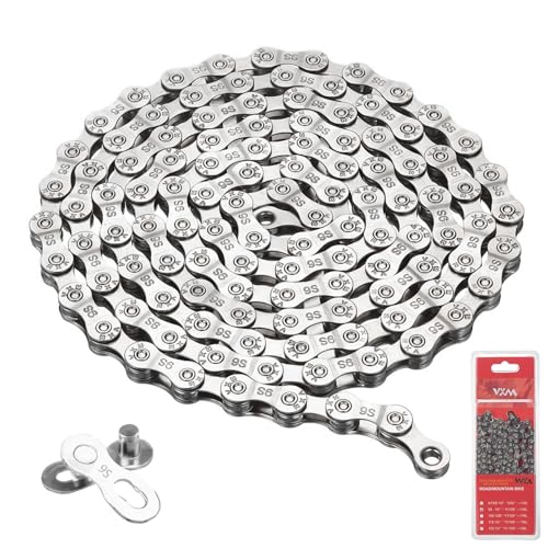 TTYSHIP® Catena per Bicicletta 9 Velocità, Catena per Bici 9 Velocità con Fibbia Magica per Mountain Bike, Biciclette (1/2 x 11/128 Pollici, 116 Maglie)