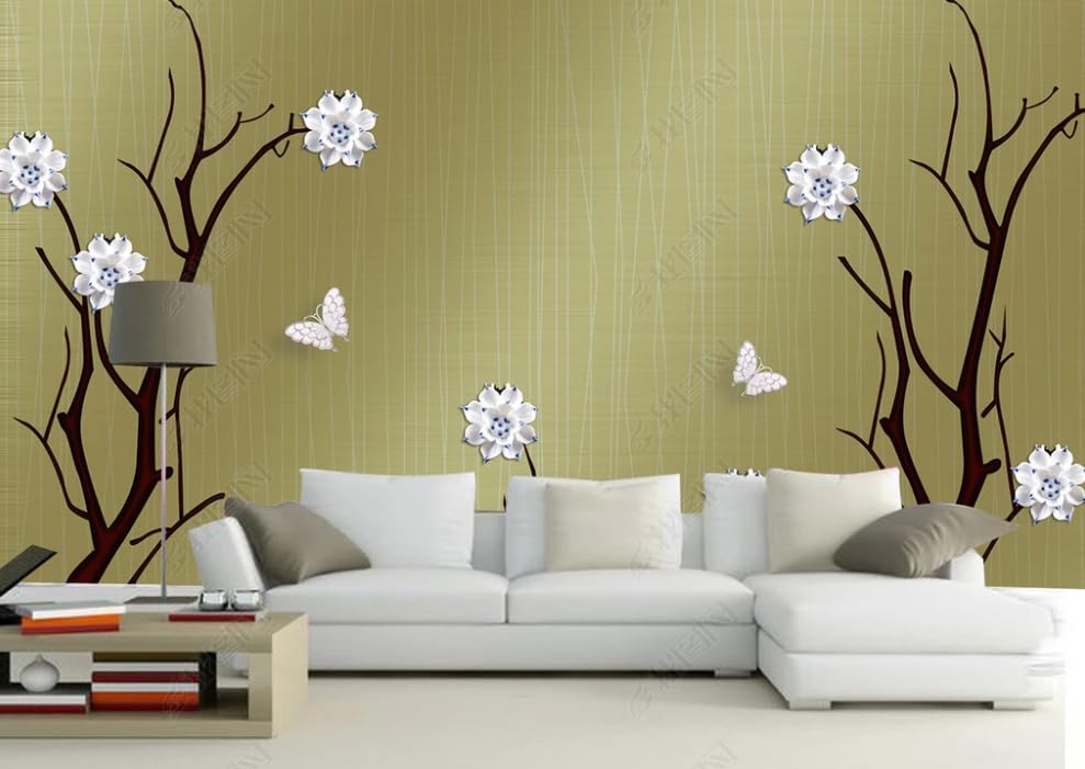 Papier peint intissé motif fleur relief décoration murale luxe - 2