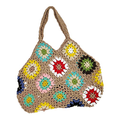 Sac à main crochet femme sac bandoulière coton naturel chic et spacieux