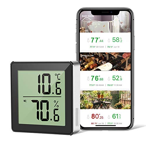 Yuntech Thermometer Hygrometer, Accurate Indoor Outdoor Wireless Temperature Humidity Sensor, LCD Bluetooth Temp
