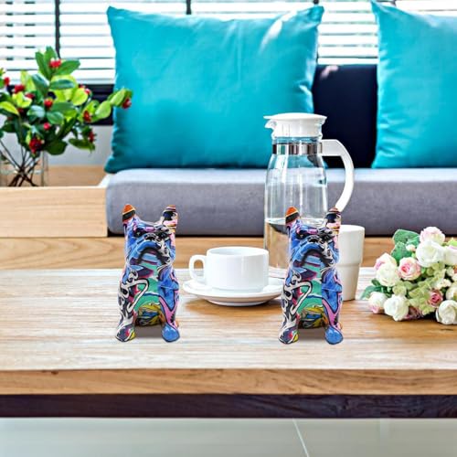 Statue de Bouledogue français multicolore en résine de 14 cm pour salon - 3