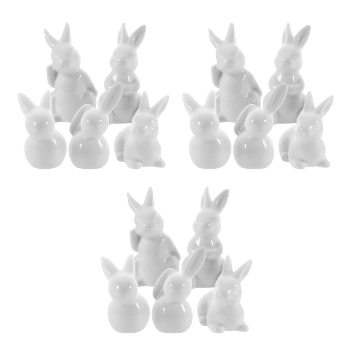 Didiseaon 15 Pezzi Statuetta Coniglio in Ceramica Bianca Mini per Casa e
