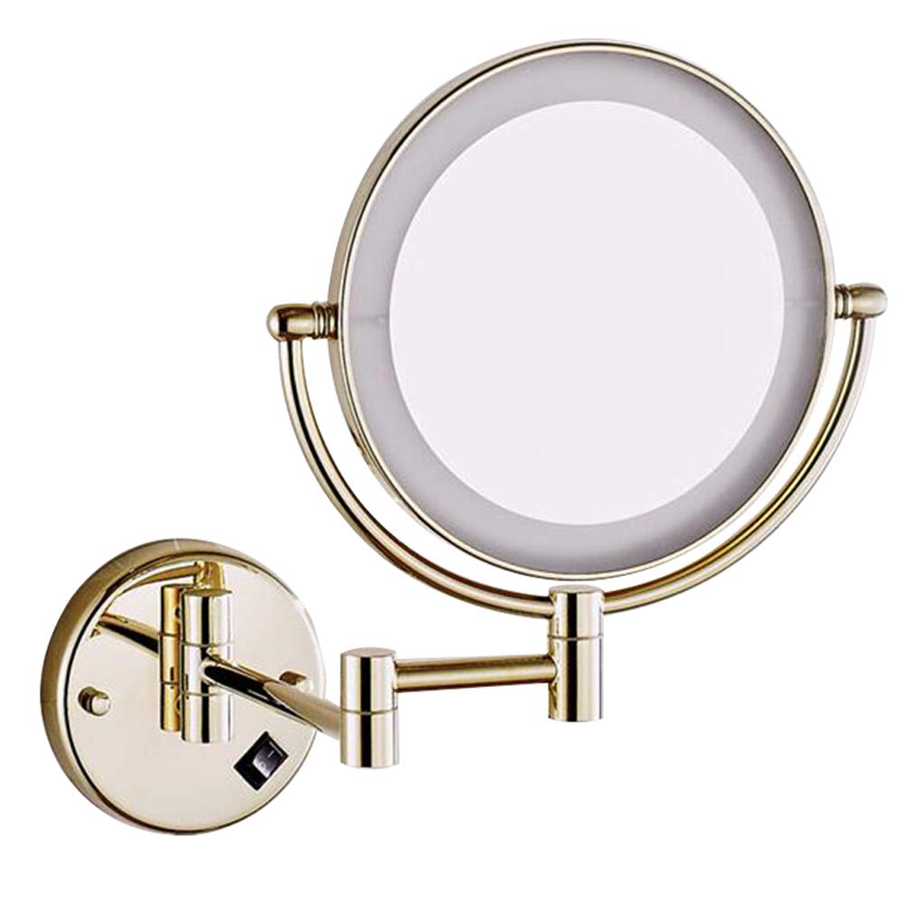 Miroir de beauté mural grossissement 3X au design dorure chic
