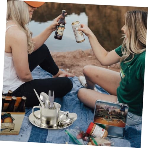 Juego de Utensilios de Cocina de Acero Inoxidable para 1-2 personas, Vajilla de Camping Portátil con Utensilios de Cocina, Kit Ligero para Picnic al Aire Libre para Senderismo y Viajes miniatura 6