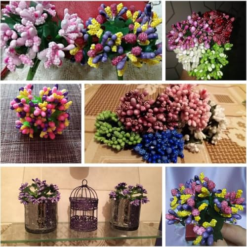 Image of Prokart Premium Pollen Flowers for Hair Accessories, Tiara Making, Jewelry Making and Dress Decoration | 12 Bunch of 12 Pollens Each | (Pack of 144 Pcs) (Dark Blue)