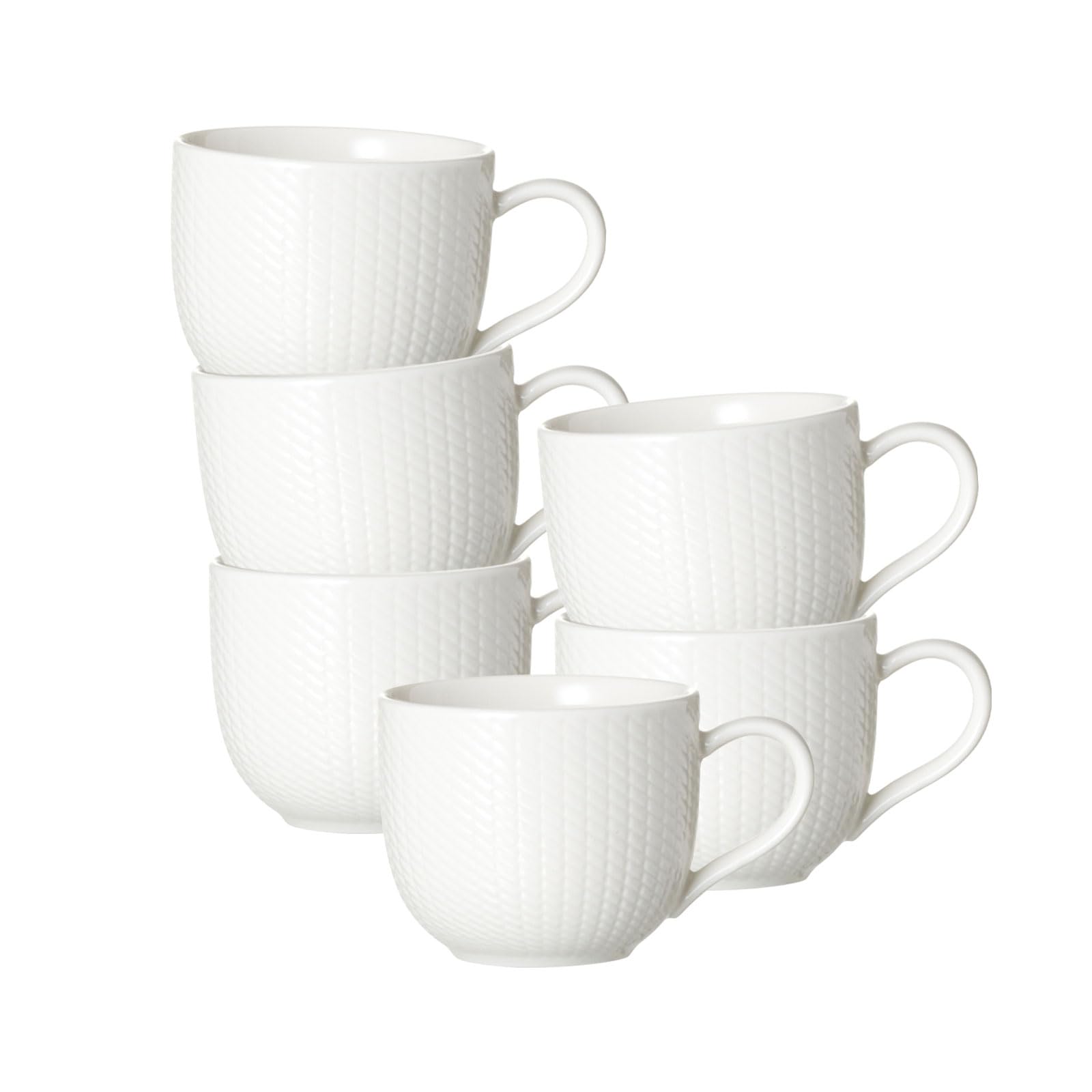 Ritzenhoff & Breker Saphir Kaffeetassen 220 ml 6er Set | Porzellan Geschirr-Serie in Weiß mit Mosaik-Relief | spülmaschinenfest & mikrowellengeeignet | Teetassen: Elegant & Modern