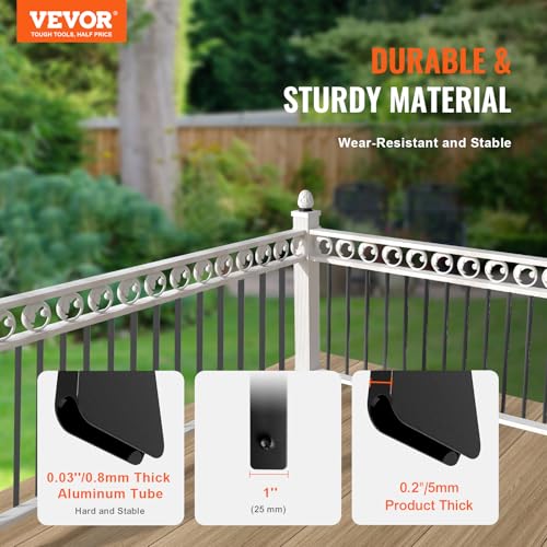VEVOR Metallbaluster für Treppen, 25 x 5,5 x 820 mm, flache dekorative Geländerstäbe aus Aluminiumlegierung, 51er-Pack Deckbaluster mit Schrauben, klassisches hohles Deckgeländer