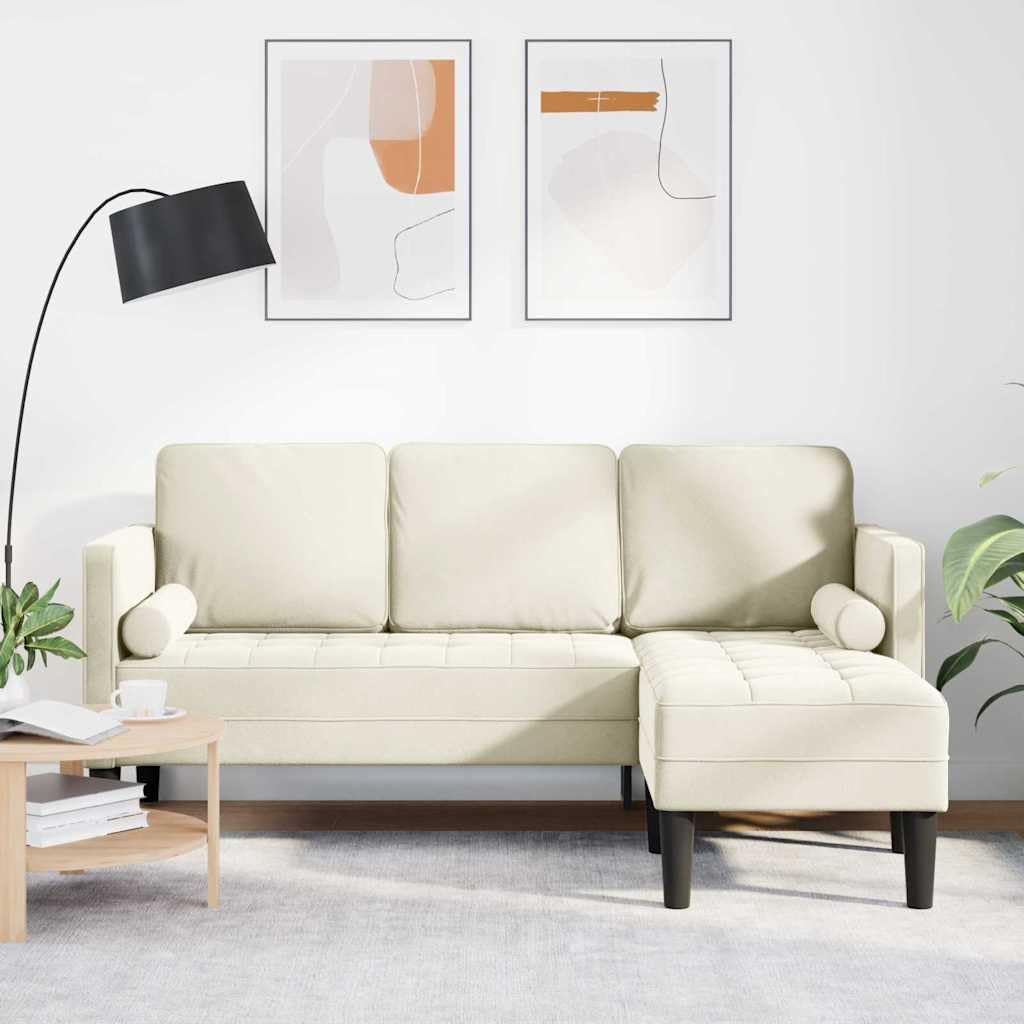 Modernes modulares Ecksofa Set mit Kissen in Creme, Samtbezug aus Polyester, vielseitig konfigurierbar, Flache Armlehne, langlebige Holzwerkstoffkonstruktion, einfache Montage
