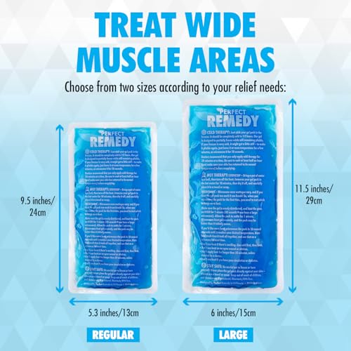 Image of Perfect Remedy 2-Pack Gel Ice Packs for Injuries - Reusable, Soft & Flexible Hot & Cold Compress, Soothing Aid for Sprains, Strains, Soreness conditions, Alternative to Hot Water Bottles (Blue, Large)