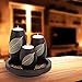 IYARA CRAFT Candle Holders with Tray – Set of 3 Handmade Wooden Tealight Holders with Dry Leaf Design, Rustic Black Decor for Home, Spa & Gifts
