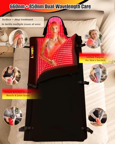 Image of Red Light Therapy Mat for Full Body Pain Relief, 83 inch x 33 inch, Medical-Grade TPU Light Therapy Blanket with 2710 Dual-Wave LEDs (660nm & 850nm)