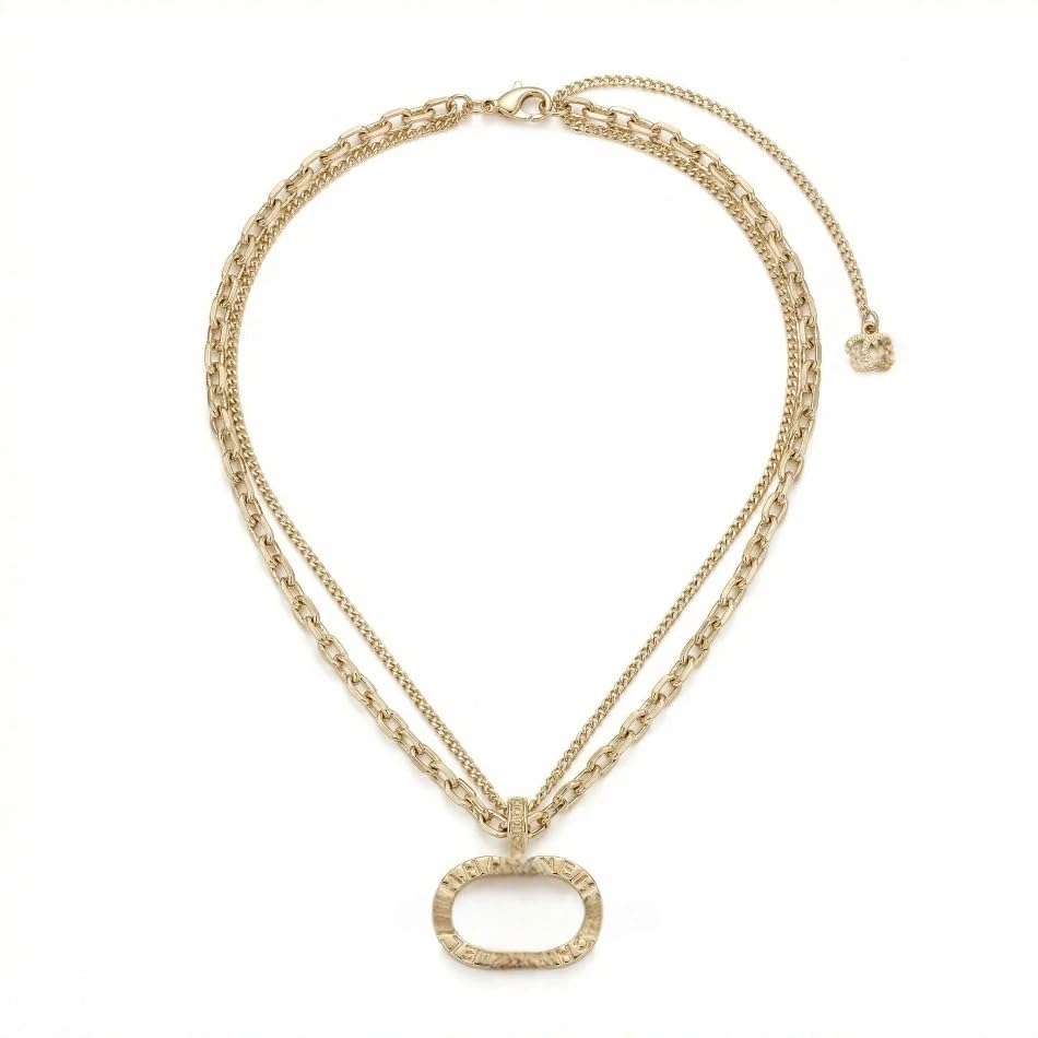 Women's Fashion Necklace, 18K Gold-Plated Layered Necklace, Elegant Letter Design, Stylish Valentine's Day Gift - 1