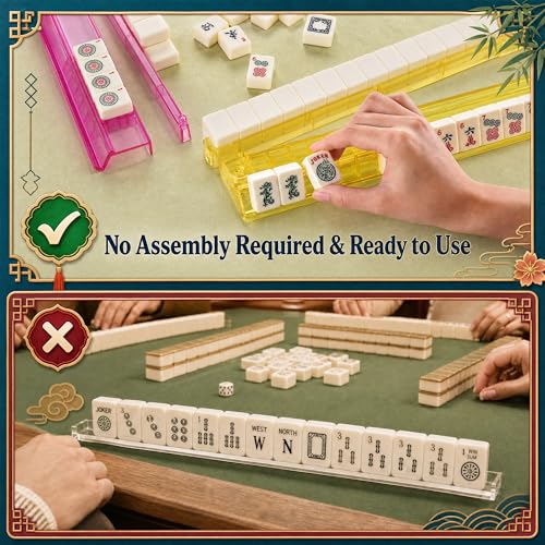 Mahjong Racks con Pushers 4 Pack Acrílico Durable miniatura 5