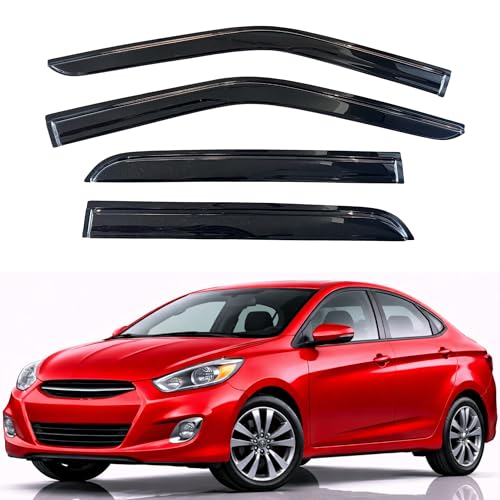 Image of KPY Rain Guards Fit for 2012-2017 Hyundai Accent, Out-Channel Window Visors Vent Wind Deflectors 4PC, Car Accessories for 12-17 Accent (Excludes Hatchback)