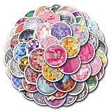 55Pcs 70s 80s Disco Ball Stickers Colorful Ball Stickers for Water Bottles Waterproof Laptop Luggage Scrapbooking Teens Adults Girls Vintage Aesthetic Sticker Packs Birthday Party Decorations (Disco)