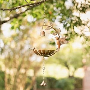Glitzhome 25" H Metal Wild Bird Feeder, Faux Copper Patina Finish Hummingbird Hanging Birdfeeder - Attract Wild Birds for Garden Deck Yard Backyard Porch Decor Glitzhome 25 H Metal Wild Bird Feeder Faux Copper Patina Finish Hummingbird Hanging Birdfeeder Attract Wild Birds for Garden Deck Yard Backyard Porch Decor