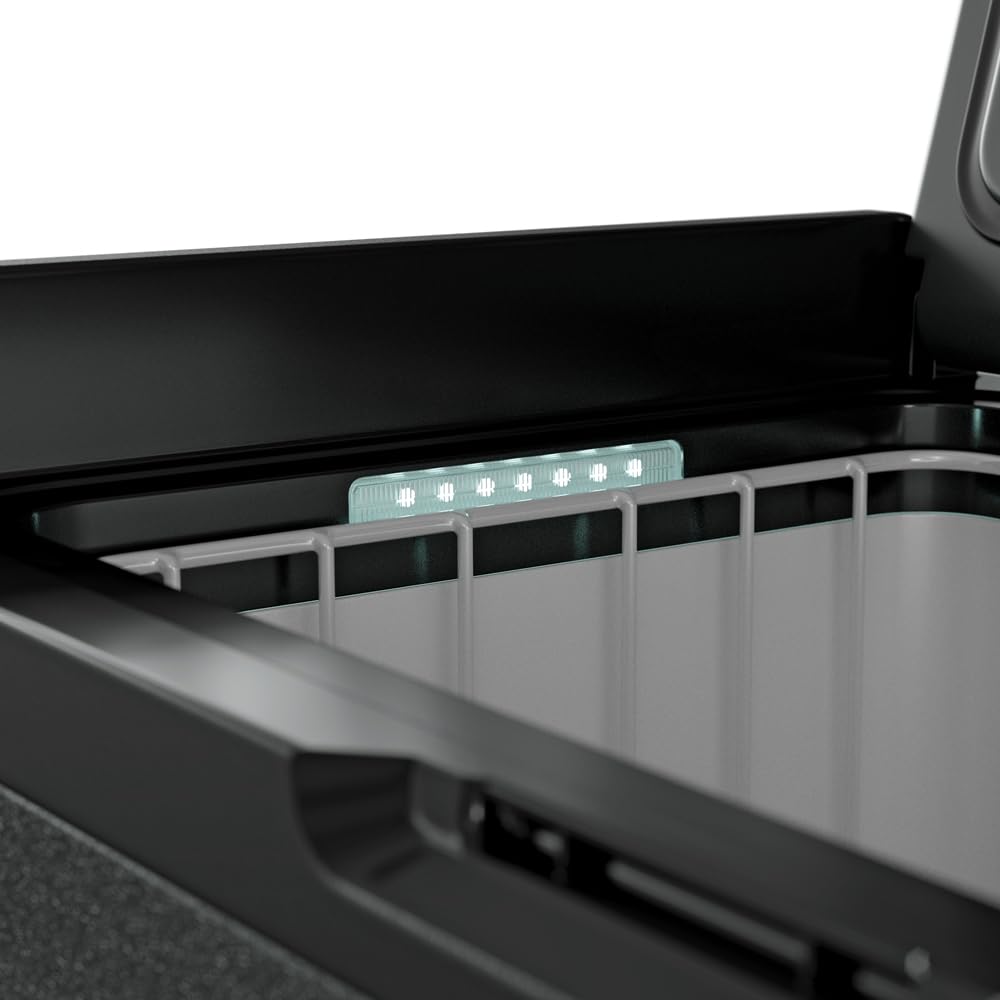Yolco TCX50 Carbon kompresorowa lodówka podróżna 50 l + akumulator – Dual Zone, -20°C, 12/24 V i 230 V, aplikacja Bluetooth, lodówka i zamrażarka z rolkami, na kemping i w podróży