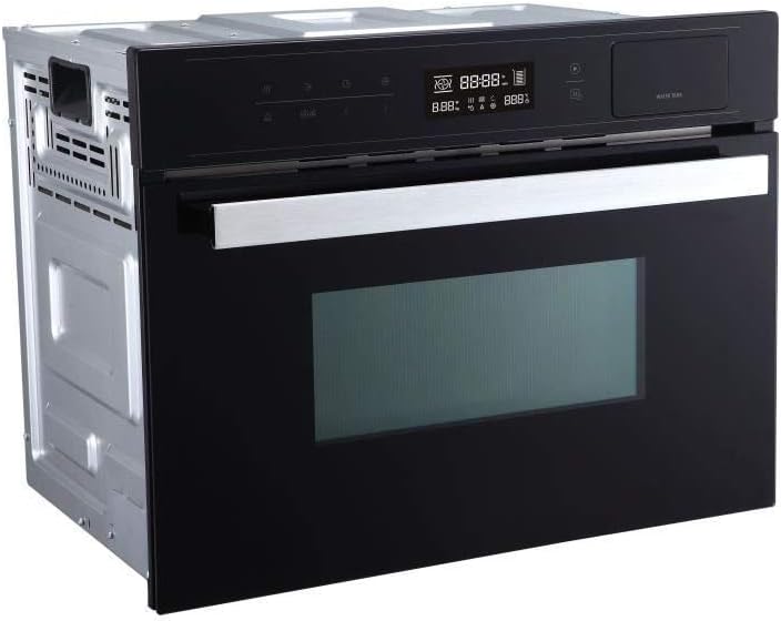 Angled view of the Sharp KM34S3B combination microwave oven.