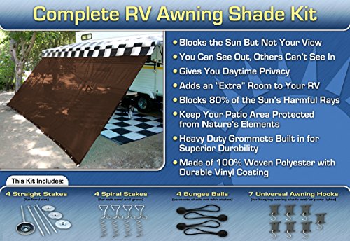 EZ Travel Collection RV Awning Shade Motorhome Awning Screen Kit 8x20 (Brown)