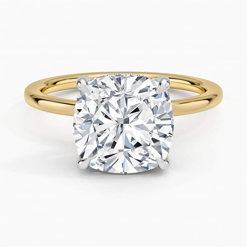 1-5 CT Cushion Moissanite Ring Colorless VVS1 10K 14K 18K Solid Gold & 925 Sterling Silver Solitaire Two Tone Pave Prong Moissanite Engagement Ring For Women2