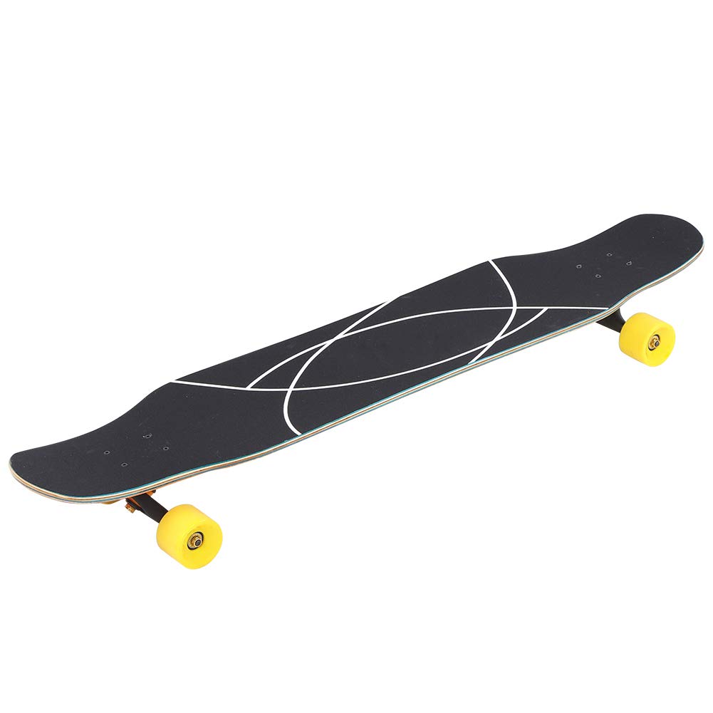 Longboard Portable Antidérapant élégant de 46 Pouces pour Adolescents et Adultes, Planche en érable de qualité Supérieure avec Roues à Haute élasticité pour Danser la Rue Fantaisie