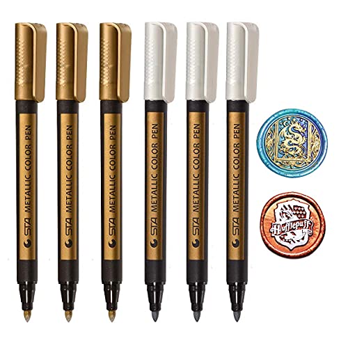 Wax Seal Pen Kit, HOSAIL Gold Silver Wax Seal Pen for Decorating Wax Seal Stamp, Fit All Wax Seal Beads or Wax Seal Sticks, Ideal Tool for Wedding Wax Envelope Seal Stamp Decor