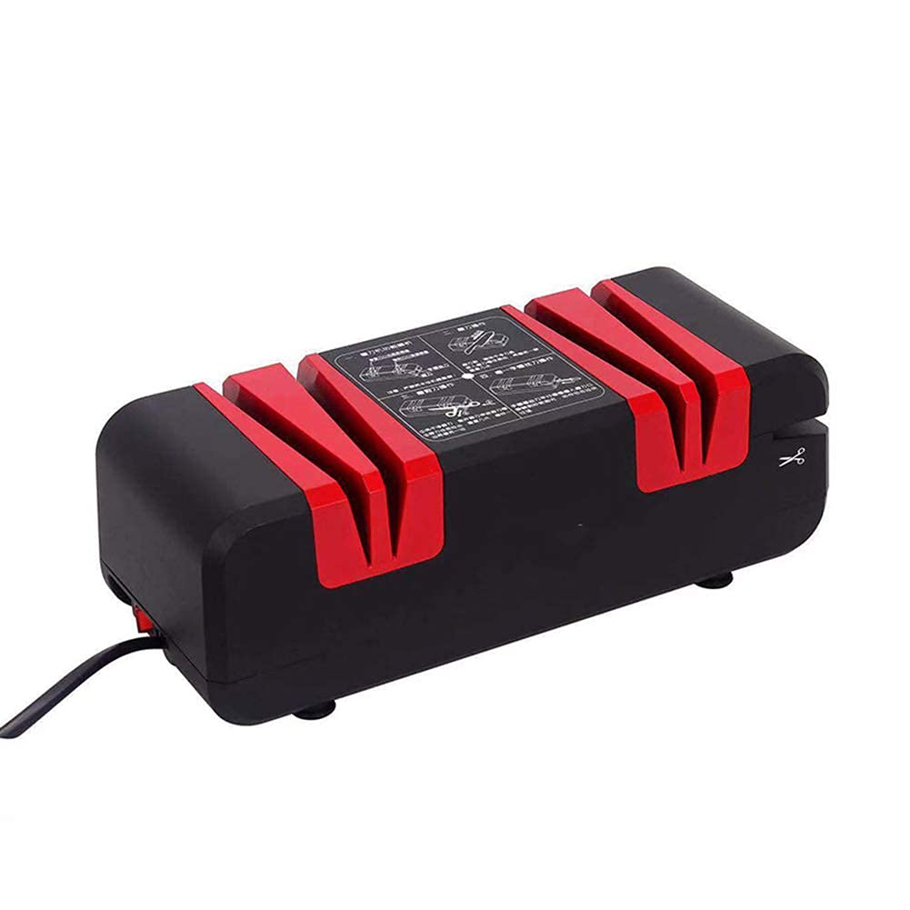 XJZKA Multifunctional Knife Sharpener, Household Electric Fast Knife Sharpener, Automatic Knife Sharpener, 15 Degree Bevel Angle and Fine Groove, Non-Slip Base, Chef's First Choice,Black