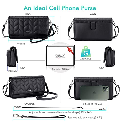 nuoku Women Small Crossbody Bag Cellphone Purse Wallet with RFID Card Slots 2 Straps4