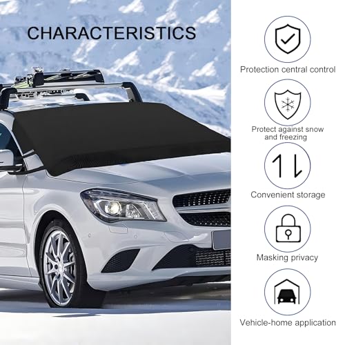Image of 1 PC Windshield Cover, 70.87 inch x 47.24 inch 190d Oxford Car Exterior Accessories, Windproof Winter Anti-Frost and De-Icing Windshield Snow Cover, Universal for Most Cars (Black)