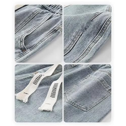 Men's Loose Casual Jeans Straight Wide Leg Denim Pants High Waist Comfortable Solid Color Long Trousers4