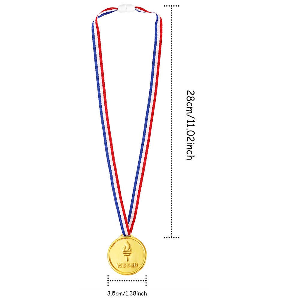Pllieay 48 Pièces Médailles Enfants Médailles Or en Plastique pour Compétition, Thème Sport Day, Récompenses
