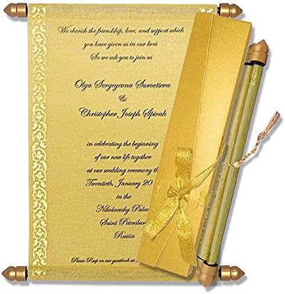 Scroll Invitations, Scroll Wedding Invitations (10 pcs) (Yellow)