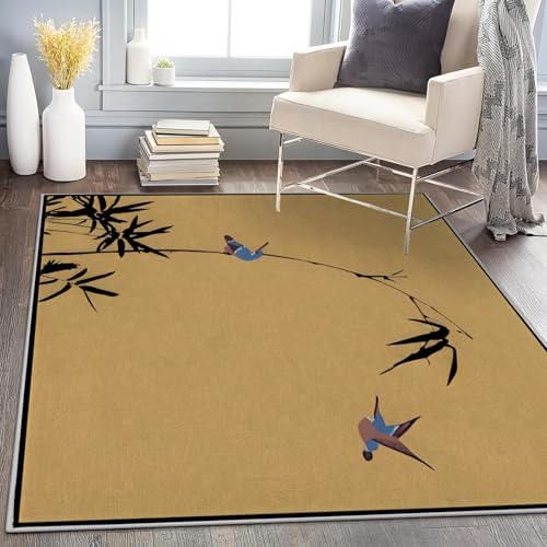 Alfombra de bambú lavable, 180 x 270 cm, antideslizante, fina, ausente para sala de estar, dormitorio, cocina, pelo corto, perfecta para comedor