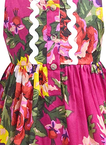 Image of A.T.U.N. (ALL THINGS UBER NICE) Girl's Cotton Skater Knee Length Casual Dress (GDRS Pen FAM Magenta 8-9 Years)