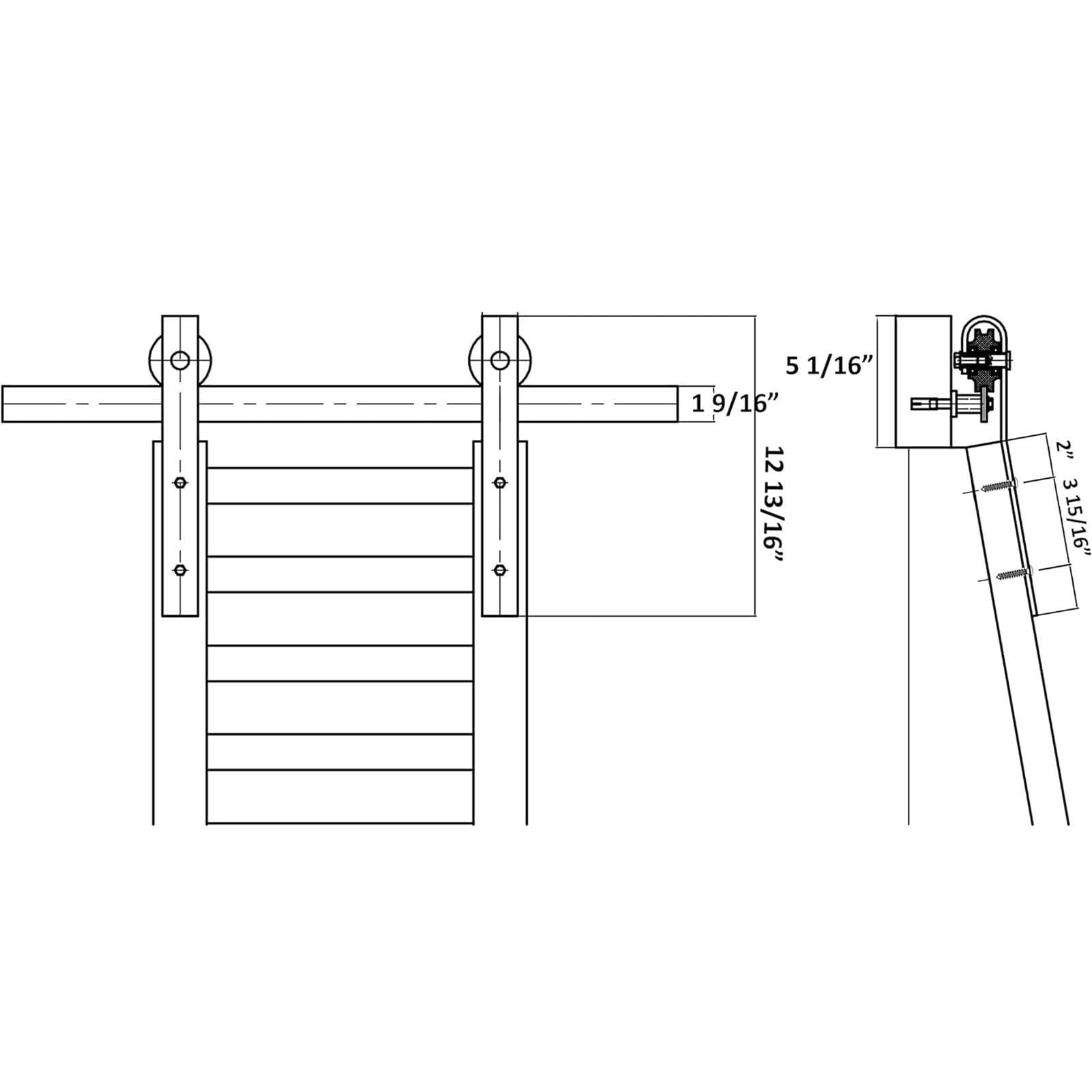 KAZUP Rustikale Schwarze verschiebbare Bibliotheksleiter-Hardware, rollendes komplettes Schienen-Set, Bodenrolle mit Bremse (Keine Leiter), robuste Stahl-Gleitleiter-Hardware