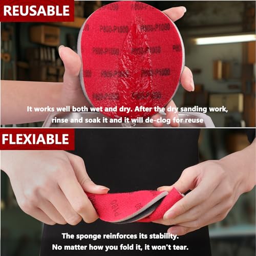 Shineboc 18 Pcs Sanding Sponge Set,125mm 180-3000 Grit Flexible Foam Filled Sanding Pad,Wet And Dry Blocks Sandpapers Sheets for Wood & Metal,Railings,Furniture Polishing - Image 4