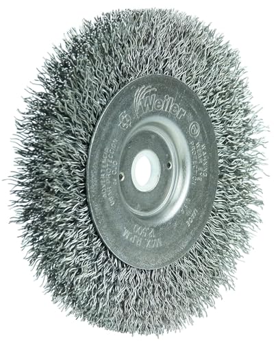 Image of Weiler 00144 4 inch Narrow Face Crimped Wire Wheel, .014 inch Steel Fill, 1 /2 inch-3 /8 inch Arbor Hole, Made in The USA (Pack of 2)