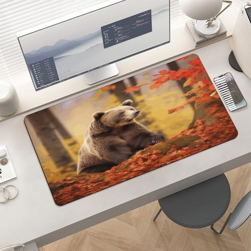 Brown Bear in Autumn Desk Pad con Base de Goma Grande miniatura 6