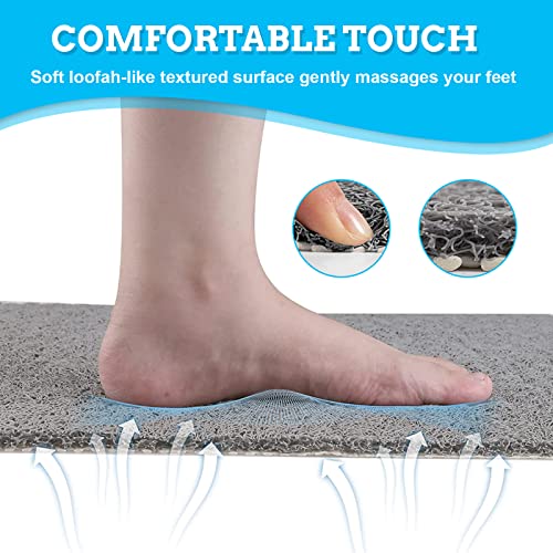 Nonslip Shower Mat Without Suction Cups, Quick Drying Bath Mat For Inside Shower, Comfortable On Feet Bathtub Mat For Bathroom, 24"X16" Safety Shower Mat For Elderly, Kids And Baby(Grey) #TOP1