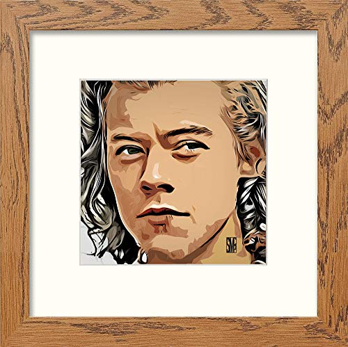 L Lumartos Harry Styles - Cuadro Decorativo para Pared (Madera Oscura, 35,5 x 35,5 cm)