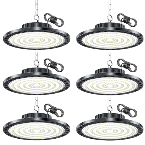 Éclairage Garage 100W 10000LM, lot de 6 suspensions LED 6500K étanches pour atelier