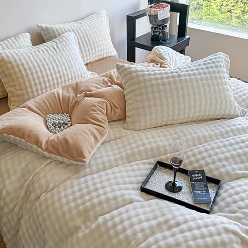 「 §zz.luxi」布団カバーセット 3点セット シングル 冬用 ミルクファー調 ふわとろ あったか フランネル マイクロファイバー 厚手 もこもこ ボックスシーツ 掛け布団カバー 封筒式枕カバー 静電気防止 ふわふわ 暖かい 冷え対策 洗える 吸湿発熱