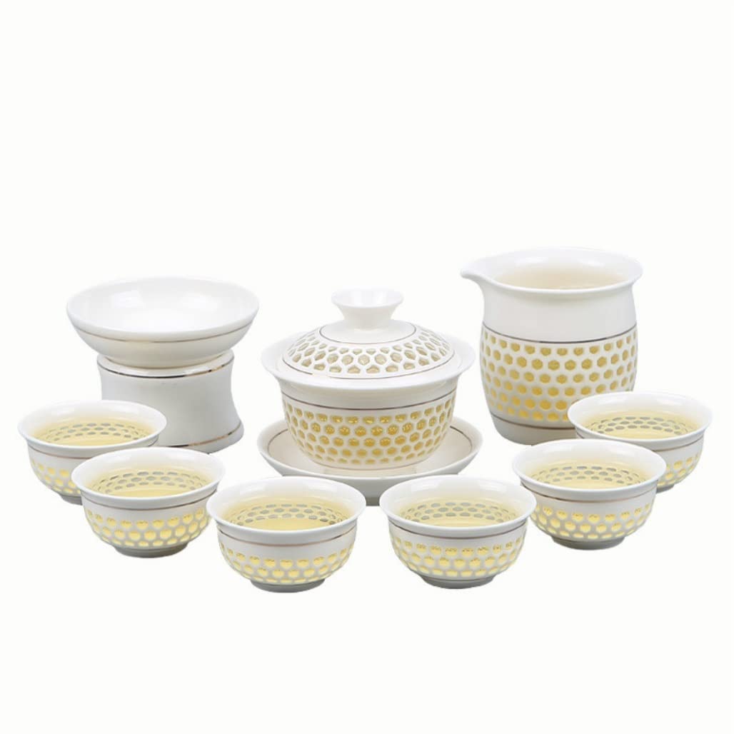 DANNMPX Tea Set Chinese Tea Set Ceramic Cup 9 Pieces Teapot, Can Be Used For Family Afternoon Teapot And Cups(A)