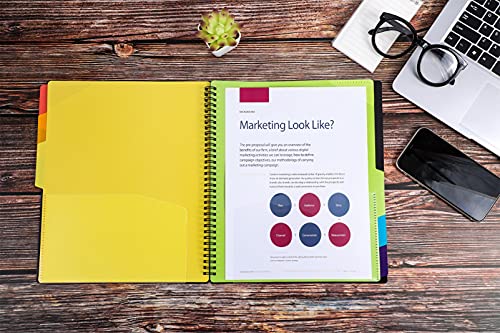 KTRIO-12-Pocket-Poly-Project-Organizer-Binder-Organizer-Spiral-Project-Folder-Multi-Pocket-Folder-Binder-with-Pockets-Letter-Size-Back-Cover-Utility-Pouch-6-Tab-Color-Dividers-School-Supplies