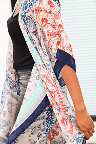 Moss Rose Women's Swimsuit Cover up Beach Kaftan for Bathing Suit with Floral Pattern