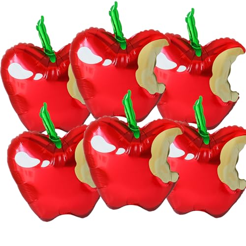 6Pcs Apple Balloons Fruit Balloons Welcome Back to School Party Decoration Teacher Balloons Red ABC Apple Balloon for the First Day of School Decoration Snow Princess Whitee Party Balloons