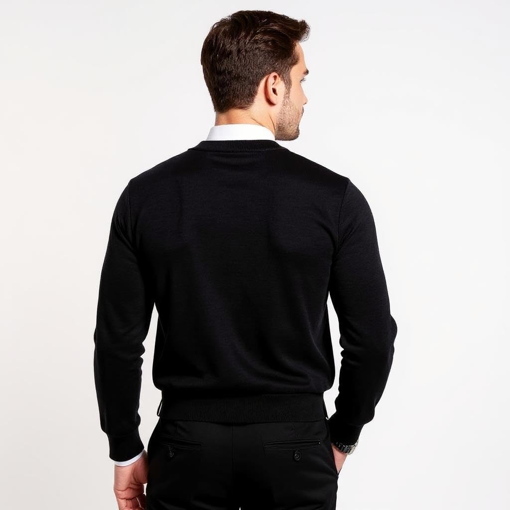 | Merino Wool Cardigan Sweater - Argyle Model | Woolmark Certified - Image 2