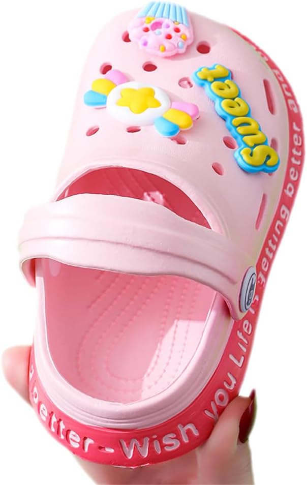 JUXI Toddler Clogs Girls Boys Clogs Garden Shoes Cartoon Slides Toddler Sandals Beach Kids Slippers