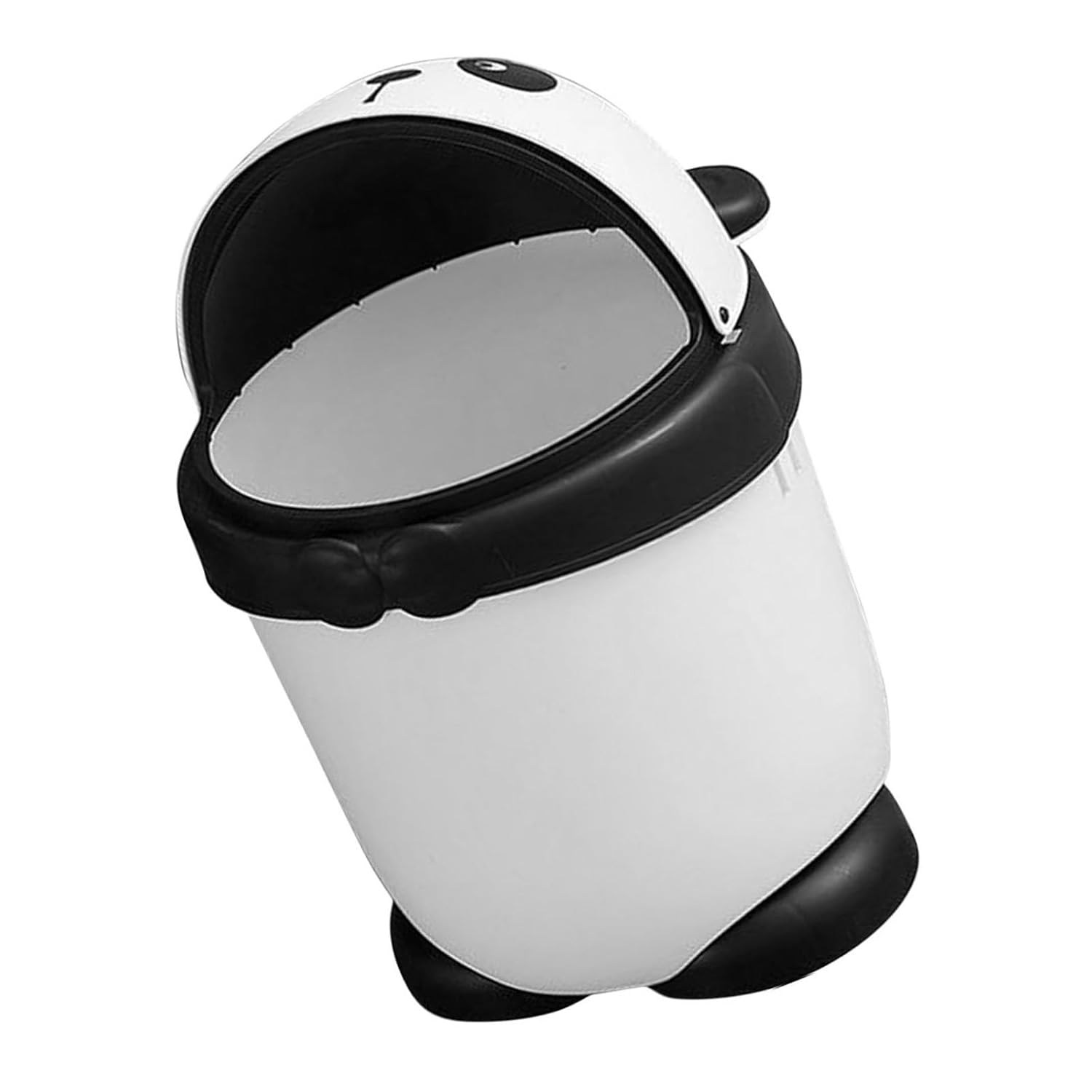 HOMSFOU Small Cartoon Panda Trash Can with Lid, Plastic Desktop Wastebasket for ’ Room, Creative Mini Trash Bin Suitable for Nursery and Playroom Use, 1pcs
